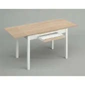 OEM Ausziehbarer Esstisch, Eiche Raw, 100x60 cm, Metallbeine