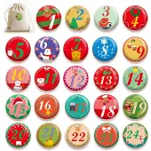 Dripio 24 Adventskalender Knöpfe 1-24, bunt, Ø 4 cm, für DIY