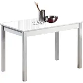 Dripio Esstisch aus Metall und Glas, weiß, 80x40 cm, 4 Personen