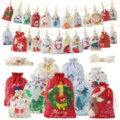 Dripio Adventskalender zum Befüllen 24 Stoffbeutel 2 Größen mit Zahlen 1-24