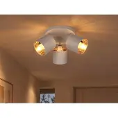 Meine Wunschleuchte Deckenstrahler rund 3-flammig Stoffschirme Beige Gold inkl. E14 LED Ø 25cm
