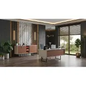 Xl Moebel Gmbh Braun-beiges Büro-Set großer Schreibtisch Schrank modern Arbeitszimmer