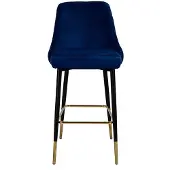 Kendra Home Barhocker Moonlight aus blauem Samt und Metall