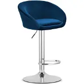 Kendra Home Barhocker East aus blauem Samt und Chrom