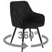 Kendra Home Drehbarer Stuhl Nana360 aus schwarzem Samt mit Metallbeinen