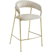 Kendra Home Barhocker Badia aus beigem Samt und goldenem Metall