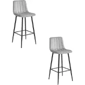 Kendra Home 2er-Set Barhocker Pozza aus silbergrauem Samt