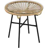 Kein Hersteller Bistrotisch rund, Gartentisch, Beistelltisch, Terrasse/Balkon, 50x50x50cm (Beige)
