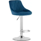 Kendra Home Barhocker KAST aus marineblauem Samt mit verchromtem Fuß