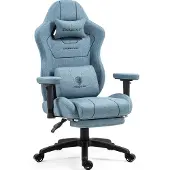 Dowinx Gaming-Stuhl Stoff, Taschenfederkissen, Massage-Lendenstütze, Fußstützen, XXL, ergonomisch Grau