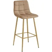 Kendra Home Arceto Barhocker aus braunem Samt mit Holzbeinen