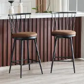 Kein Hersteller Barhocker Metall, Windsor-Stil, gepolstert, für Kücheninsel/Bar/Restaurant (Brown)