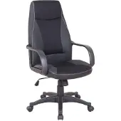 FurniTex Ergonomischer Bürostuhl CX-0330M03 Schwarzes Kunstleder-Mesh