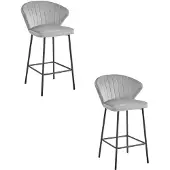 Kendra Home 2er-Set Barhocker Gatta aus silber-grauem Samt