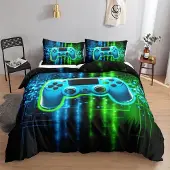 HOSIMA Bettwäsche-Set 2-teilig 135x200cm 80x80cm 3D-Druck Spielkonsole Gamepad Microfaser Kinder Jungen