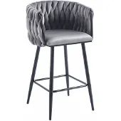 FurniTex Barstuhl H7-FX (B) Samtgrau 91