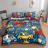 HOSIMA Autobettwäsche Set 135x200cm 80x80cm Aquarell Cartoon Druck 2-teilig Mikrofaser