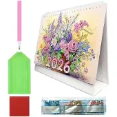 Merkloos Handgefertigter Kalender für das Jahr 2026, verziert mit Strasssteinen