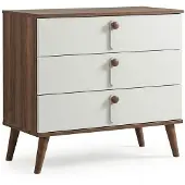 JVmoebel Weiß-Braune Luxus Kommode Designer 3x Schubladen Edle Holzmöbel