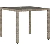 Merkloos Grauer Gartentisch mit Glasplatte, 90x90x75 cm