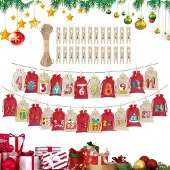 Merkloos Nachfüllbare Adventskalender-Säckchen für Weihnachten