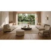 JVmoebel Modernes Designer Wohnensemble 3+3+1 Sitzer Sitzhocker Komfort Set