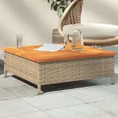 Merkloos Wetterfeste Gartenbank aus Poly-Rattan und Akazienholz, 70x70 cm