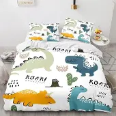 Merkloos Kinderbett-Bettwäsche-Set – Motiv: Dinosaurier – 135x200 cm