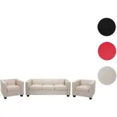 Mendler 3-1-1 Sofagarnitur Couchgarnitur Loungesofa Lille Leder creme