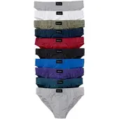 Bonprix Slip , Herren, Gr. 6, 10 Stk., bunt (multi, hellgrau meliert), Jersey, Obermaterial: 90% Baumwolle, 10% Viskose, mehrfarbig, unifarben, figurbetont, Unterhosen Slip