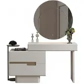 JVmoebel Kommode-Set Kommode Spiegel Holzrahmen Rundspiegel Holzfüße Neu