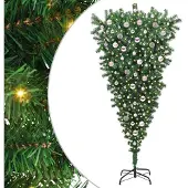 vidaXL Umgedrehter Kunst Weihnachtsbaum mit Kugelset Grün 210 cm PVC