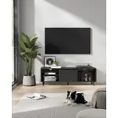 Vasagle TV-Schrank, Fernsehtisch Wohnzimmer, geriffeltes Glas modern