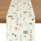 Dripio Tafelloper aus Leinen, 40x240 cm, wasserabweisend, waschbar, Blumenmuster
