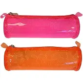 Exacompta Federpencilcase rund transluzentes PVC 22,5x8 cm Neonfarben Schlamperm