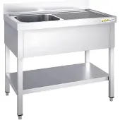 GOLDINOX Edelstahl-Spüle, 1200 x 700 mm, mit einem Becken links und einem Abtropfbereich rechts, –