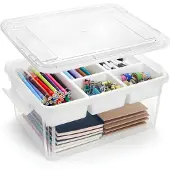 Merkloos Transparente Aufbewahrungsbox mit herausnehmbarer Ablage, 17 Liter