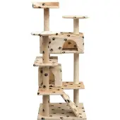 Merkloos Katzenbaum mit Kratzpfosten, 125 cm, Beige