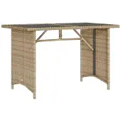 Merkloos Gartentisch aus Polyrotan mit Glasplatte