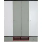 Xl Moebel Gmbh Grauer 4-türiger Kleiderschrank Holzschrank mit Schubladen Jugendzimmer