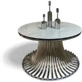 JVmoebel Filigraner Tisch mit Glasplatte und sorgfältig gearbeiteter Metallkonstruktion