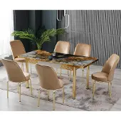 AEA Essgruppen Esstisch Stühle Rechteckig Beige Mehrfarbig Modern