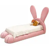 JVmoebel Rosa Kinderbett Hase Bett für Mädchen mit Beleuchtung Kindermöbel