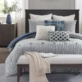 OEM Baumwoll-Bettdecke Jacquard, Übergröße, Queen, 8-teilig, Blau