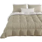 OEM Winterbettdecke 240x260 cm, 2-Personen, Mikrofaser, Weiß/Taupe