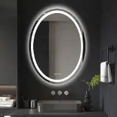 OEM LED-Badspiegel oval 60x80 cm, Touchschalter, 3-Farb-Licht, IP44
