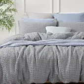OEM Dekbedovertrekset King Size, Waffelgewebe, 3-tlg., 274x229 cm, Grau