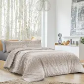 OEM Bettwäsche-Set, 100% Baumwolle, 90x200 cm, 3-teilig, Drops Beige