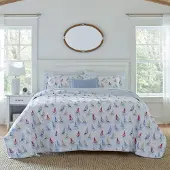 OEM Quilt-Set King-Size, Blau Mehrfarbig, 3-teilig, 100% Baumwolle