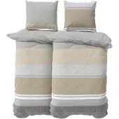 OEM Bettwäsche-Set 4-tlg., 135x200 cm, Renforcé Baumwolle, grau-braun beige